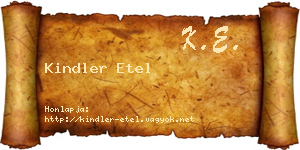 Kindler Etel névjegykártya